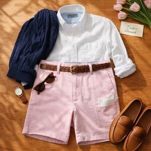 Polo Ralph Lauren Pink Oxford Cloth Shorts Men 36 10” Inseam French Fly